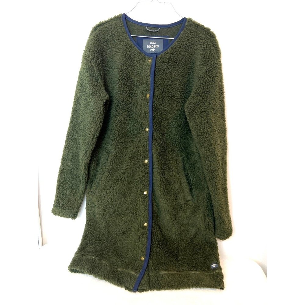 Toad & Co Women's Sespe Sherpa Coatigan Coat Cardigan Granola Green & Blue S
